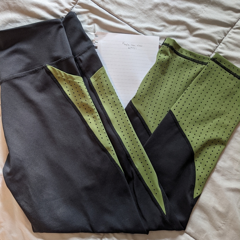 Curves & Combatboots Green Laser Cut Legging Xl